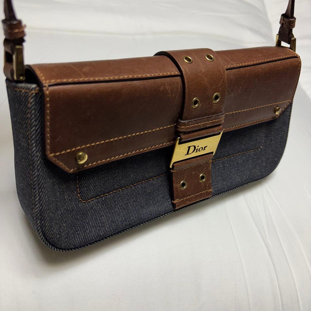 クリスチャンディオール ストリートシック デニム レザー ワンショルダーバッグ