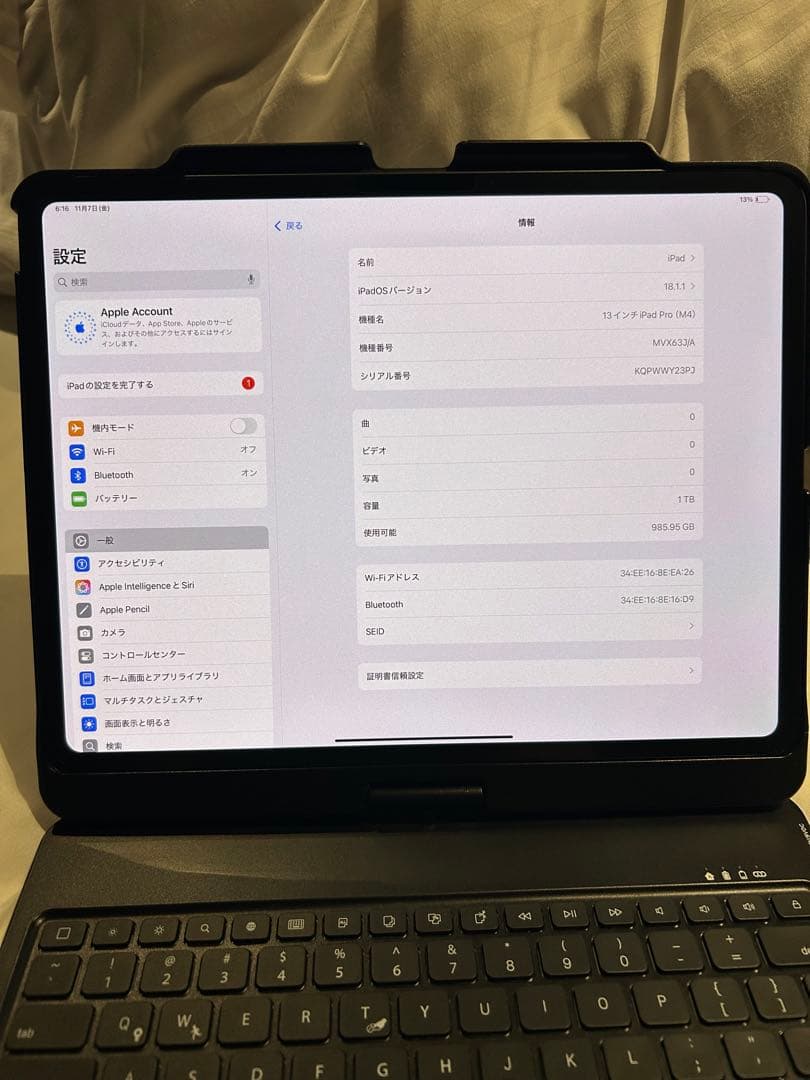 ヤ*チ様 13インチiPad Pro（M4)Wi-Fiモデル 1TB（標準ガラス
