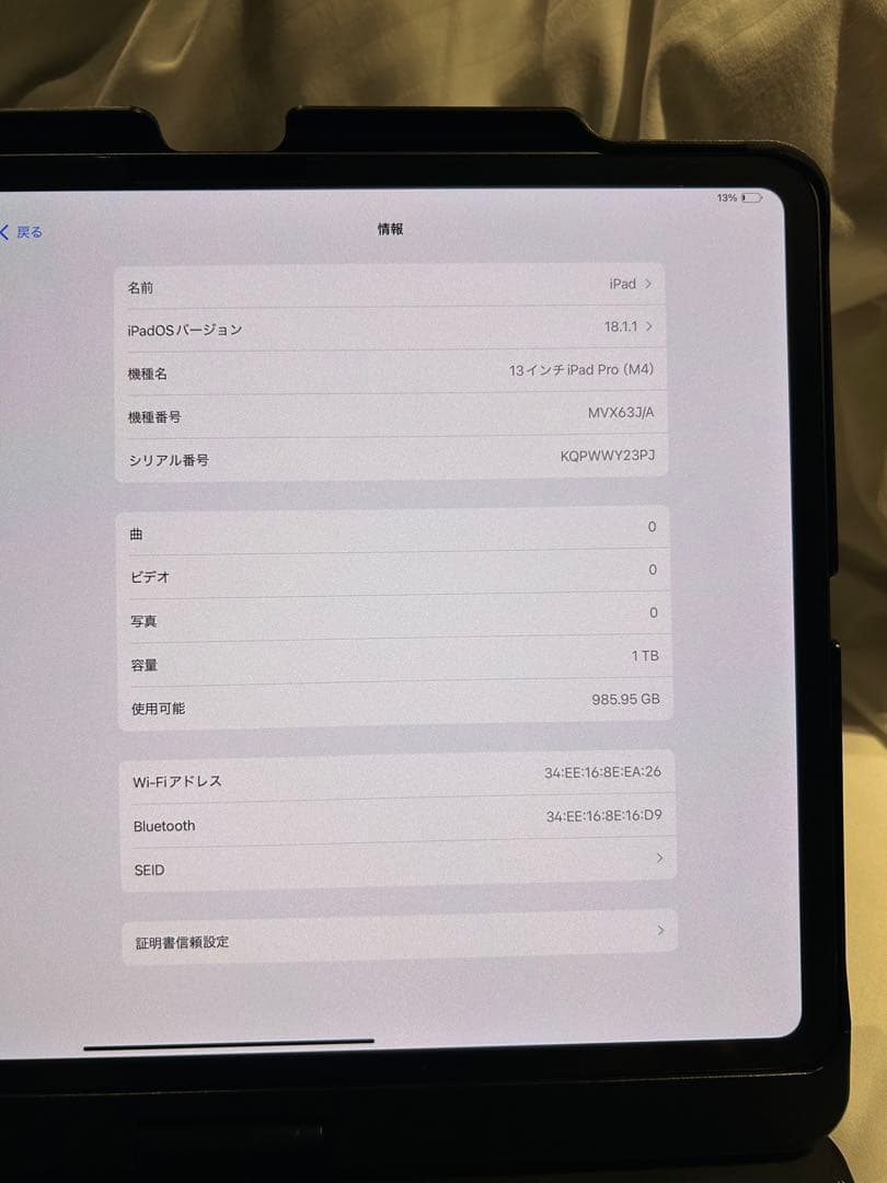 ヤ*チ様 13インチiPad Pro（M4)Wi-Fiモデル 1TB（標準ガラス