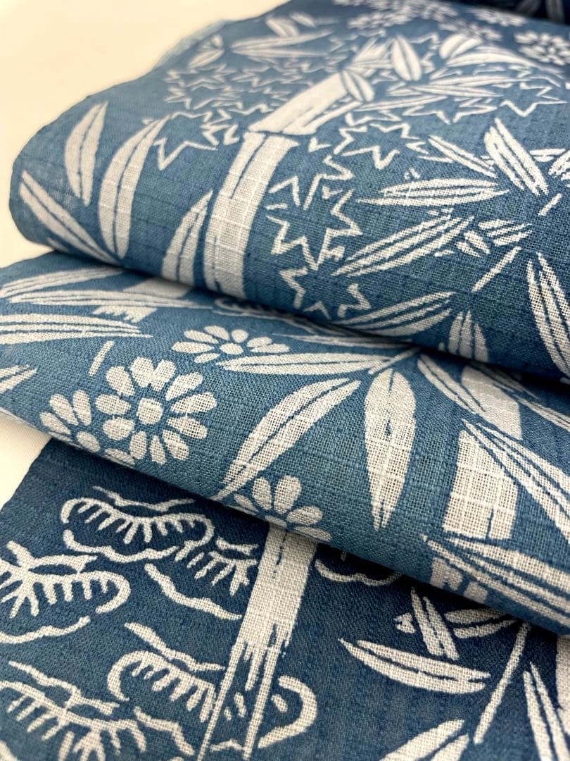 浴衣 紅梅織 堅牢染 三勝染 綿 反物