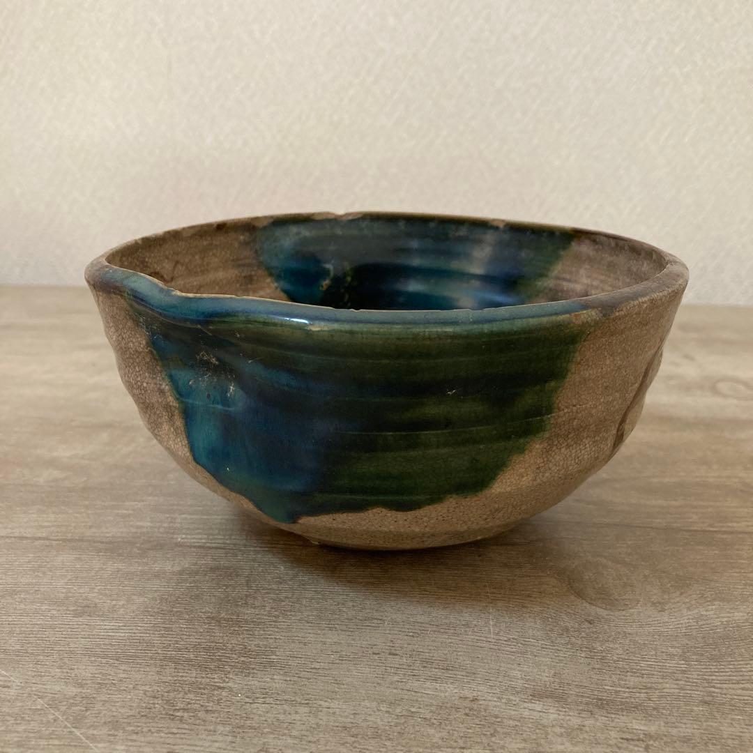 古瀬戸　織部　時代抹茶茶碗　江戸末〜明治〈検 絵志野　加藤春岱　美濃焼