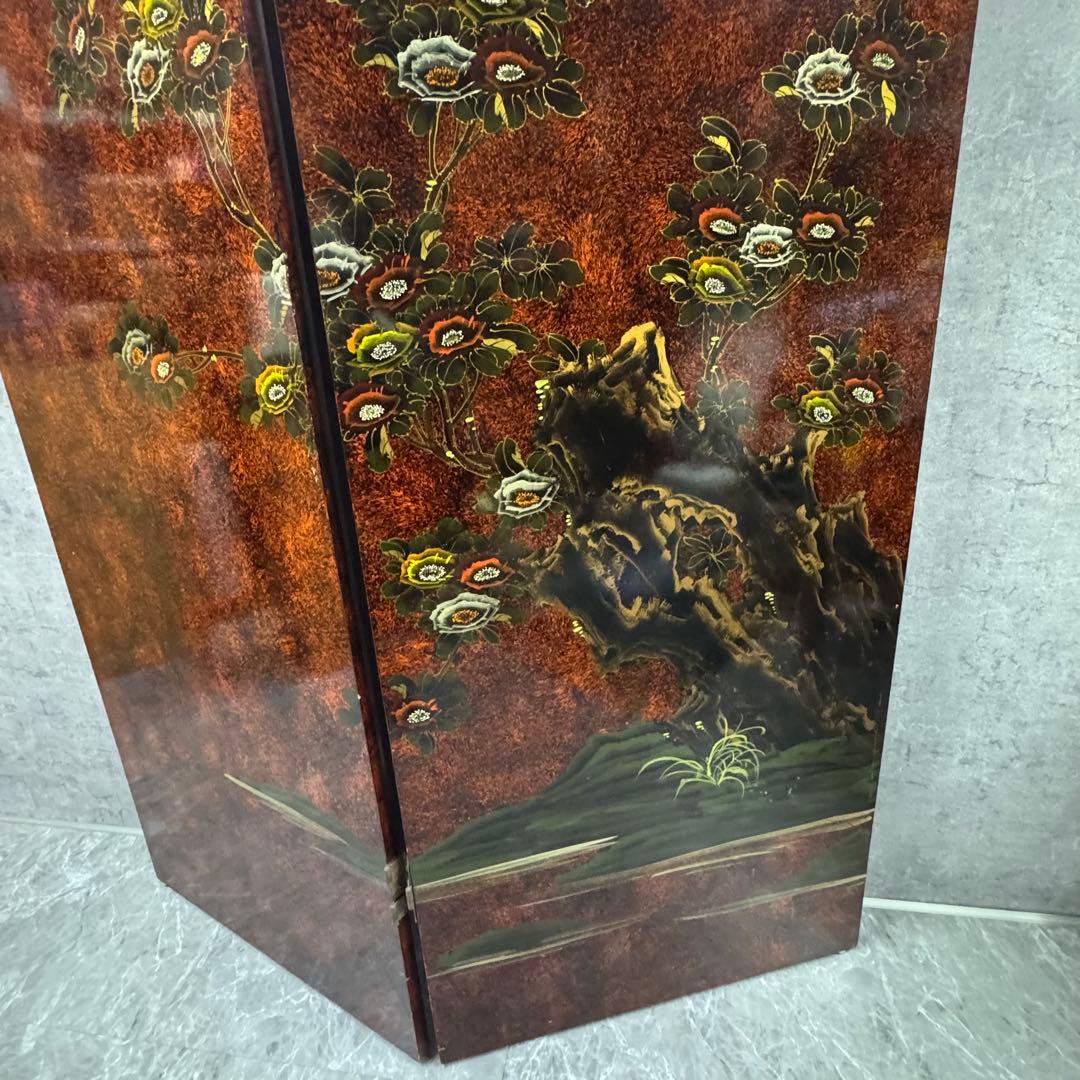 アンティーク　屏風　衝立　パーティション　花鳥　装飾　飾り　中国家具