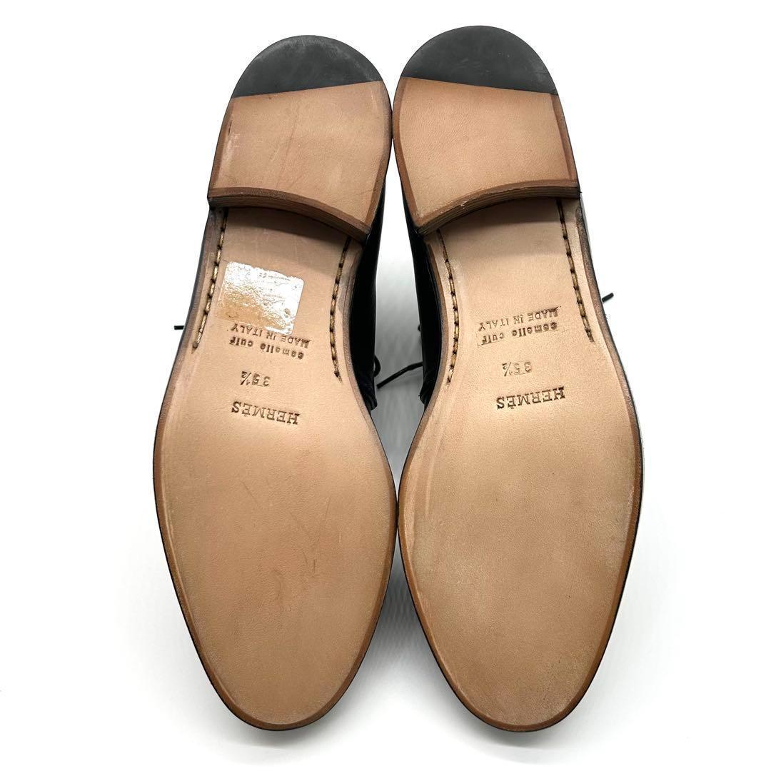 未使用級　エルメス　HERMES （35.5） 革靴　レザーチャッカブーツ　黒