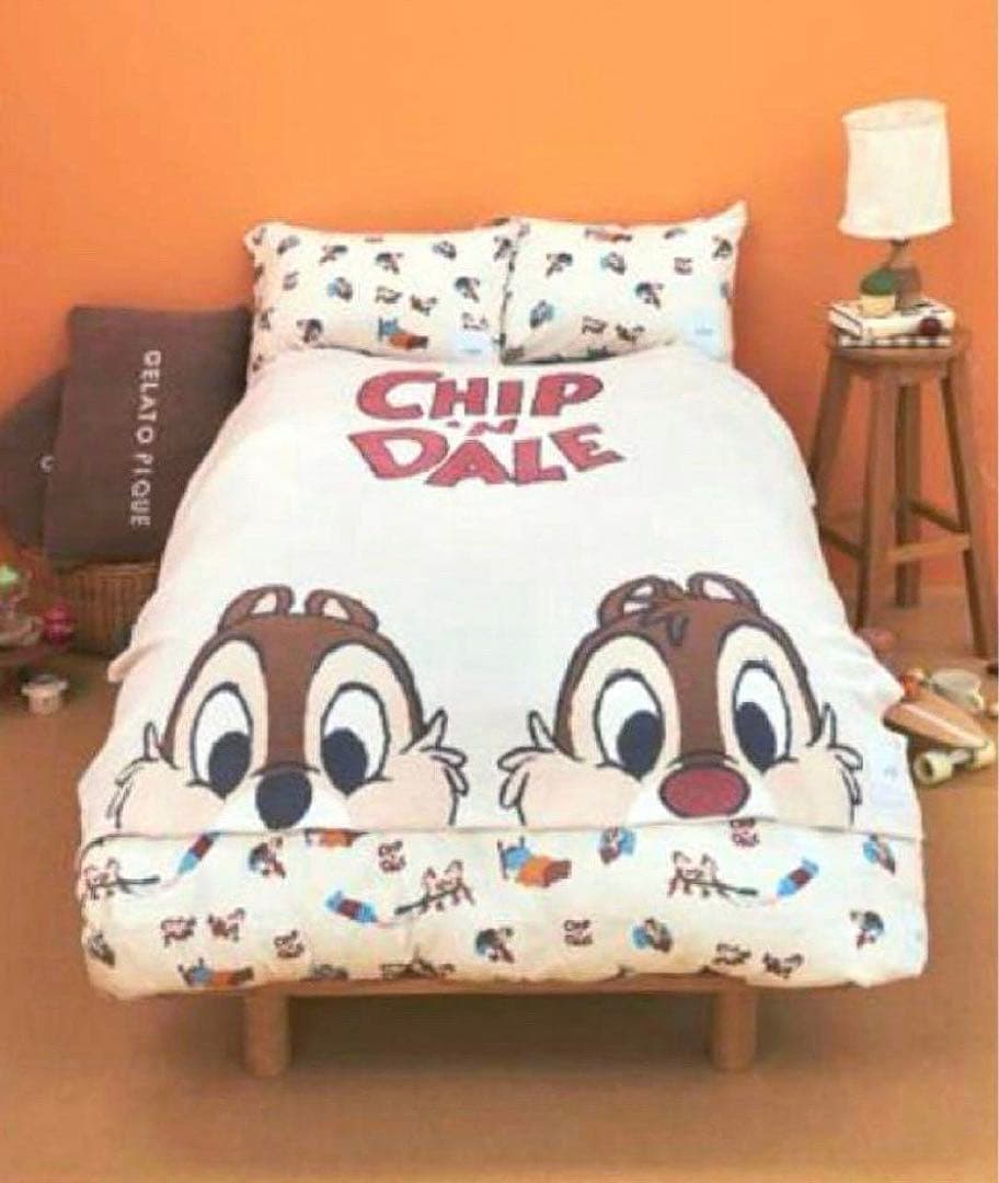 ジェラートピケ スリープ チップとデール 毛布 大きな マルチカバー ホワイト