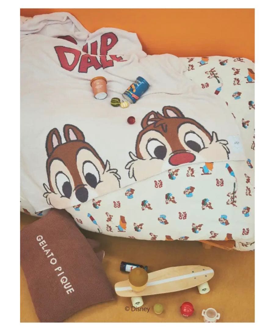 ジェラートピケ スリープ チップとデール 毛布 大きな マルチカバー ホワイト