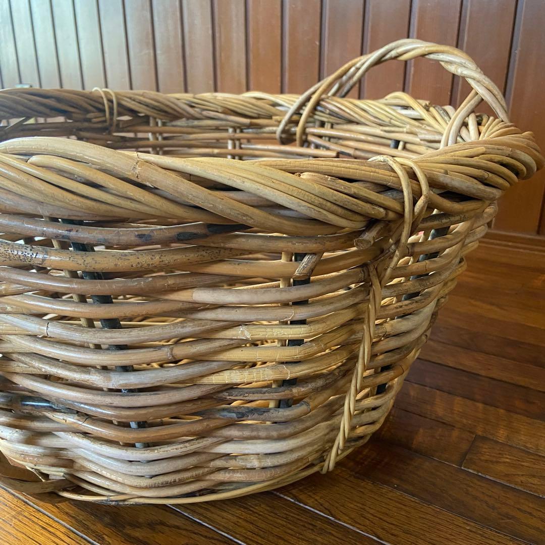 フランス アンティーク　籐籠　ラタン バスケット　アルデンヌ製　パニエ　大型
