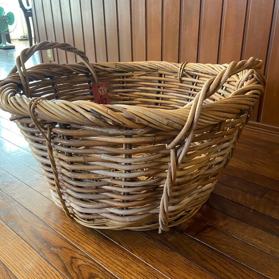 フランス アンティーク　籐籠　ラタン バスケット　アルデンヌ製　パニエ　大型