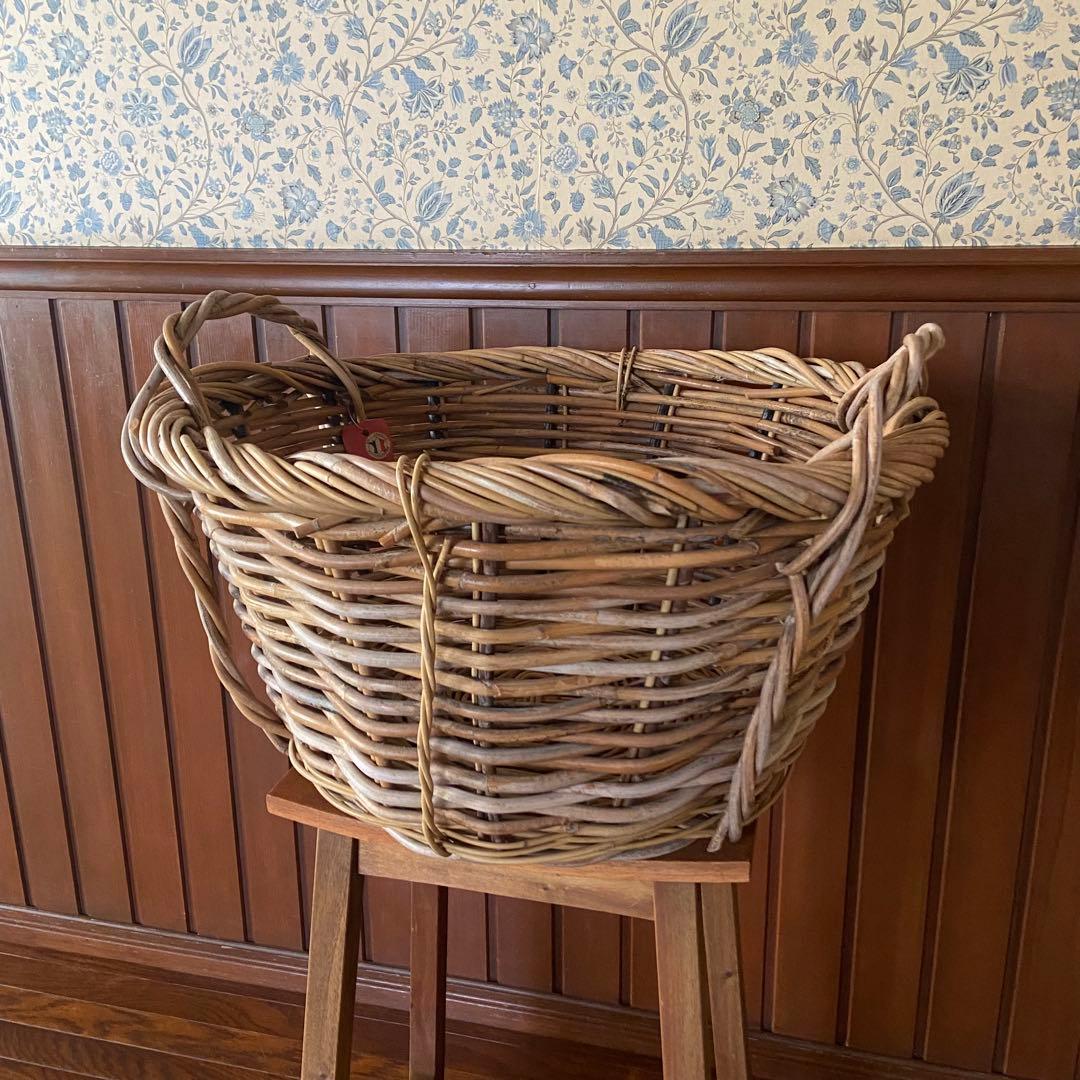 フランス アンティーク　籐籠　ラタン バスケット　アルデンヌ製　パニエ　大型