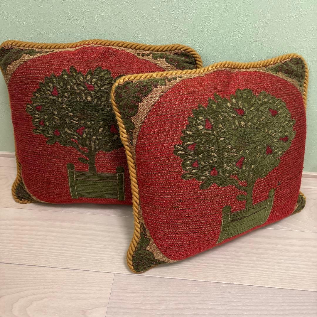 マルベリー　ホーム　木と鳥のデザイン クッションカバー 2個セット