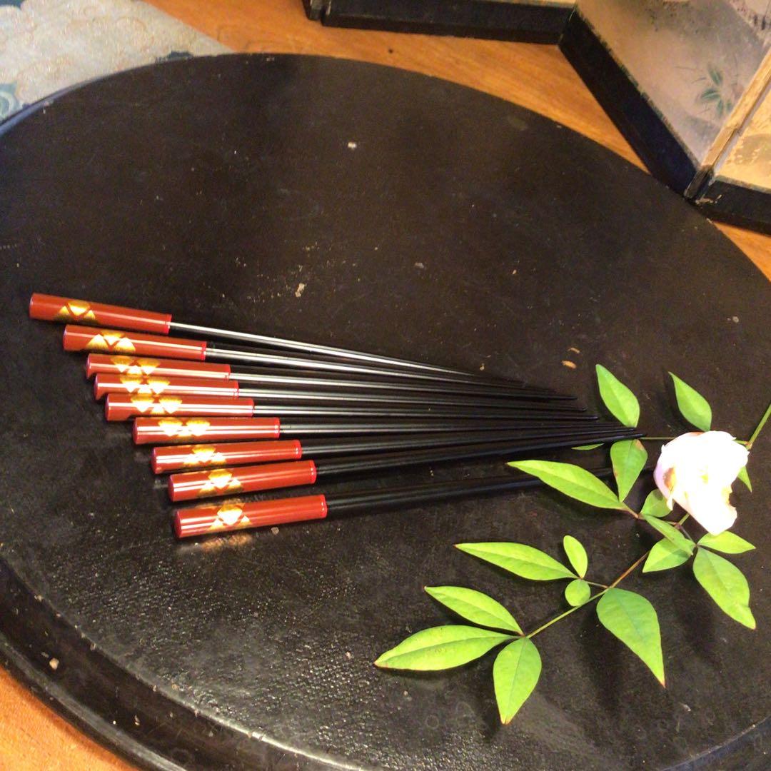 A810 木製漆器　懐石道具　秀衡塗　椀　（丸三漆器）5客箸　5膳　揃え