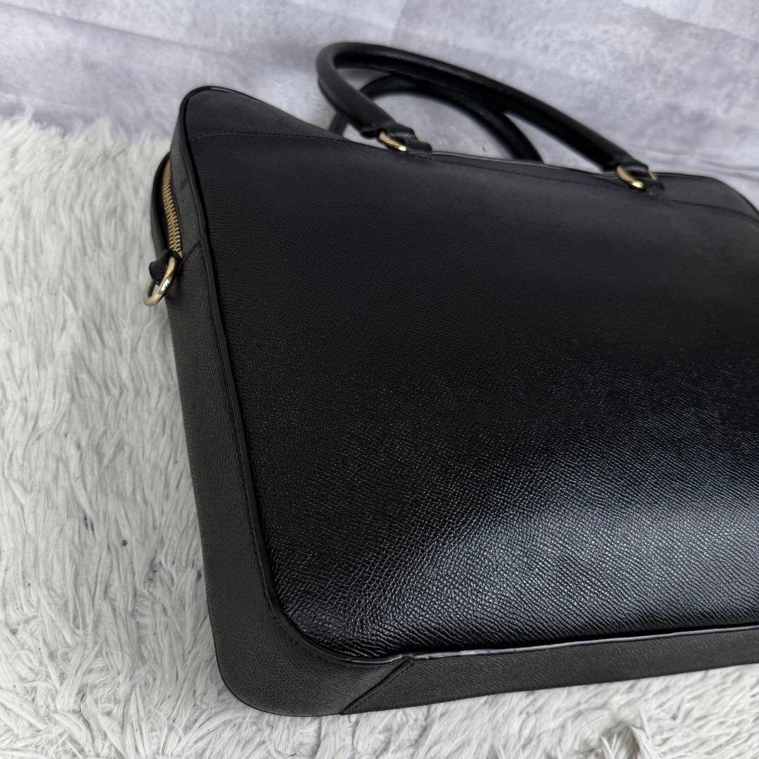 美品 コーチ レザー 2way ビジネスバッグ サフィアーノ レザーブラック