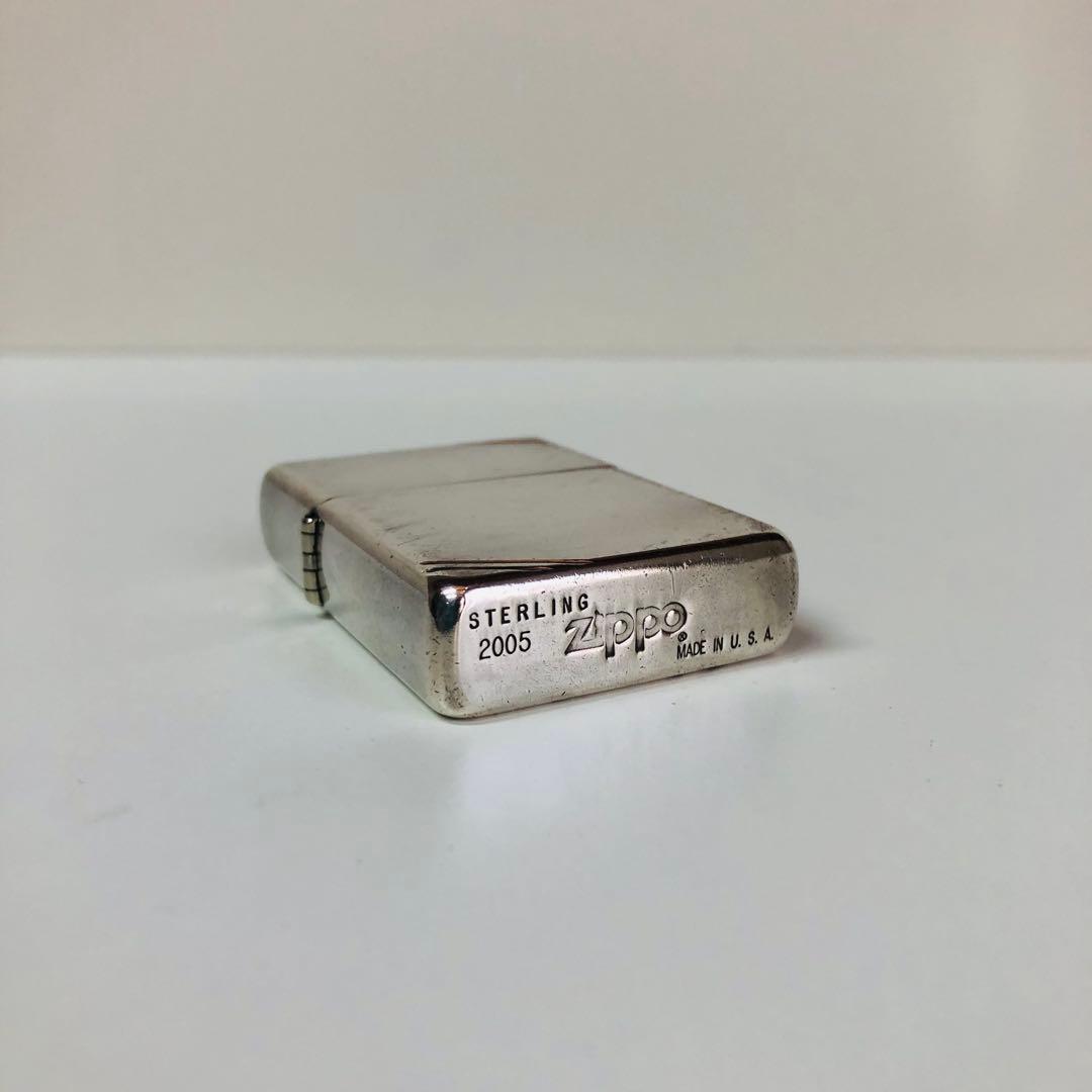スターリングシルバーダイアゴナルラインフラットトップZIPPO
