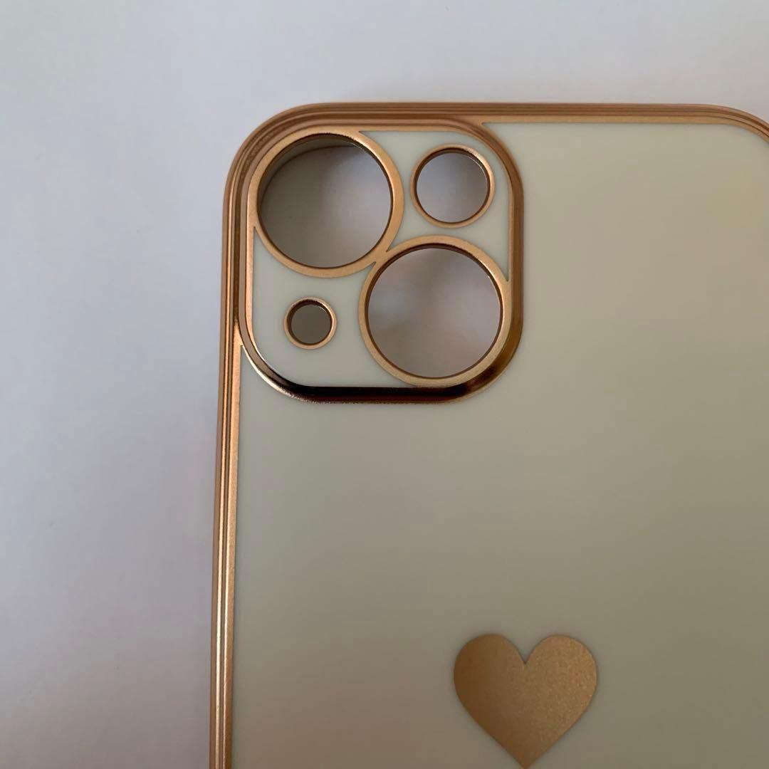 ★電気メッキ耐衝撃電話ケースiPhone 13 mini ハート ホワイト 白