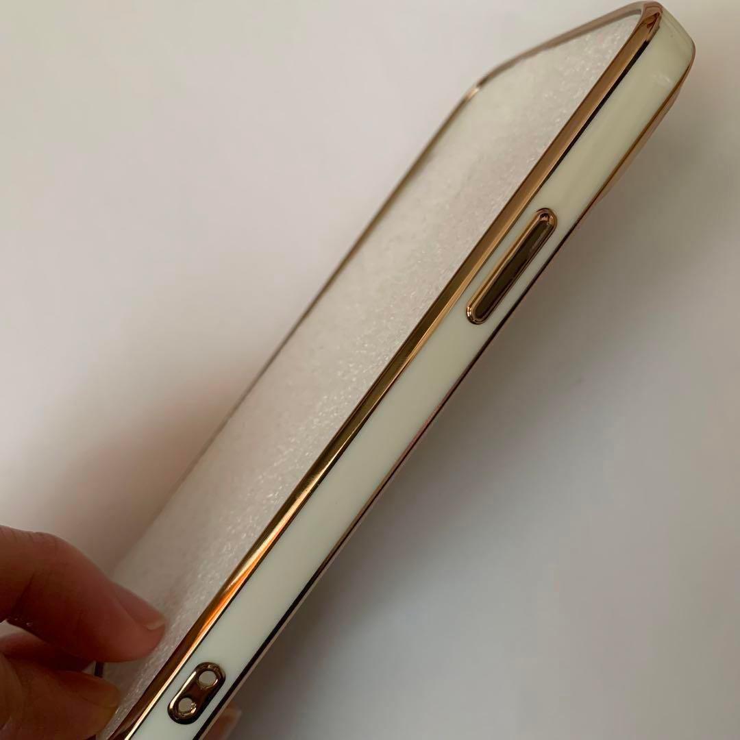 ★電気メッキ耐衝撃電話ケースiPhone 13 mini ハート ホワイト 白