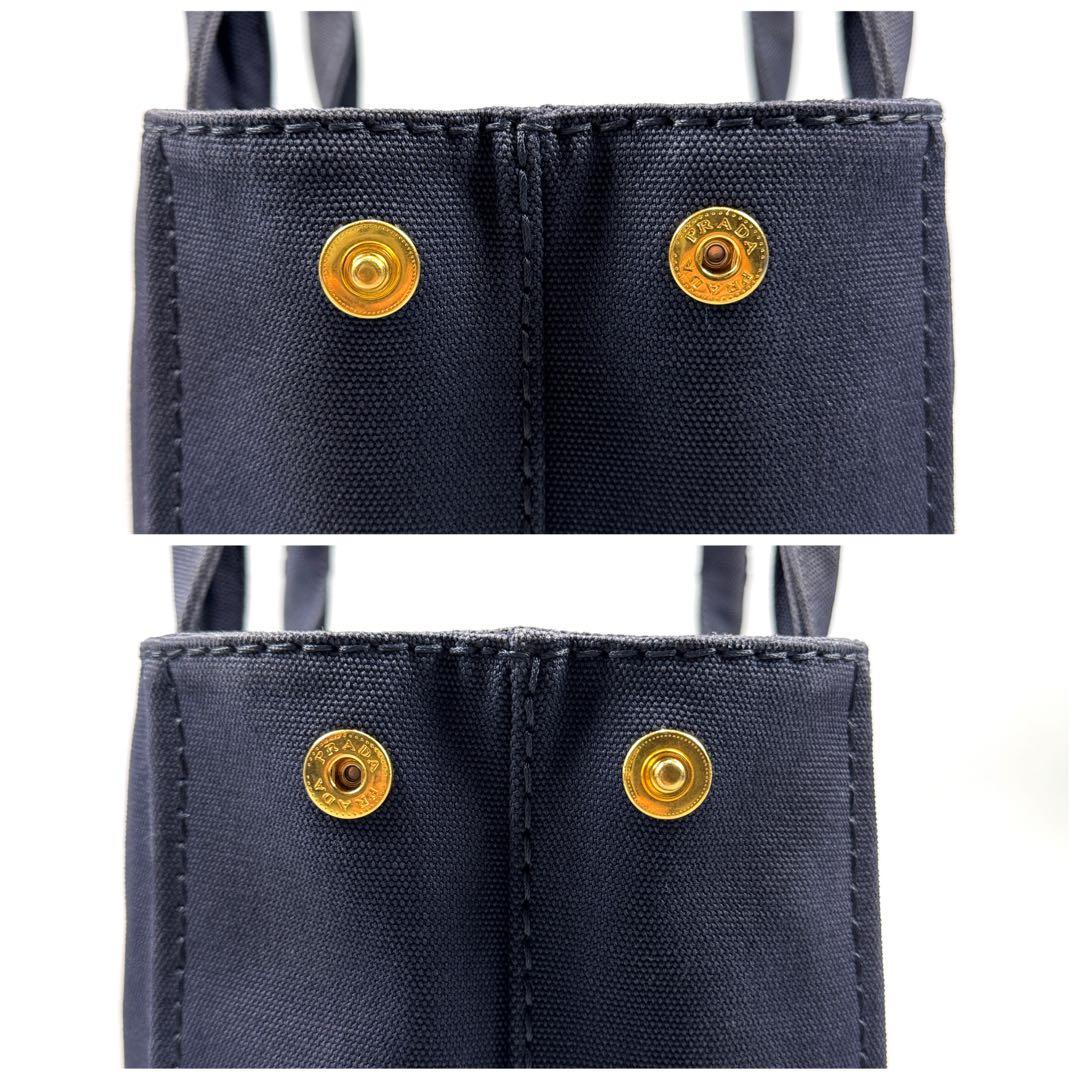 美品✨ PRADA プラダ カナパ S ネイビー ハンドバッグ キャンバス
