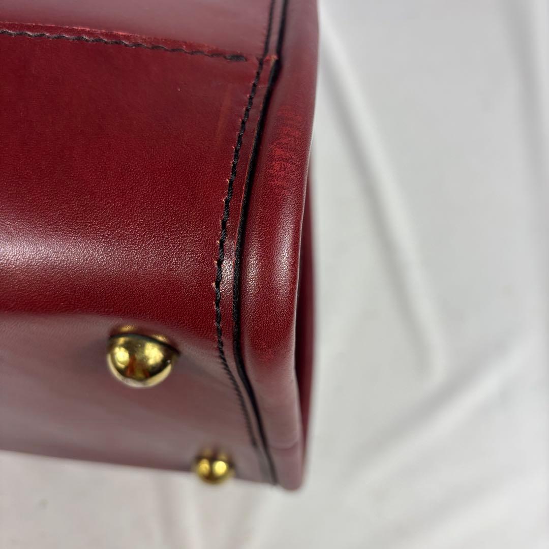 青木鞄 ボストンバッグ オールレザー ボルドー　鍵付き　自立