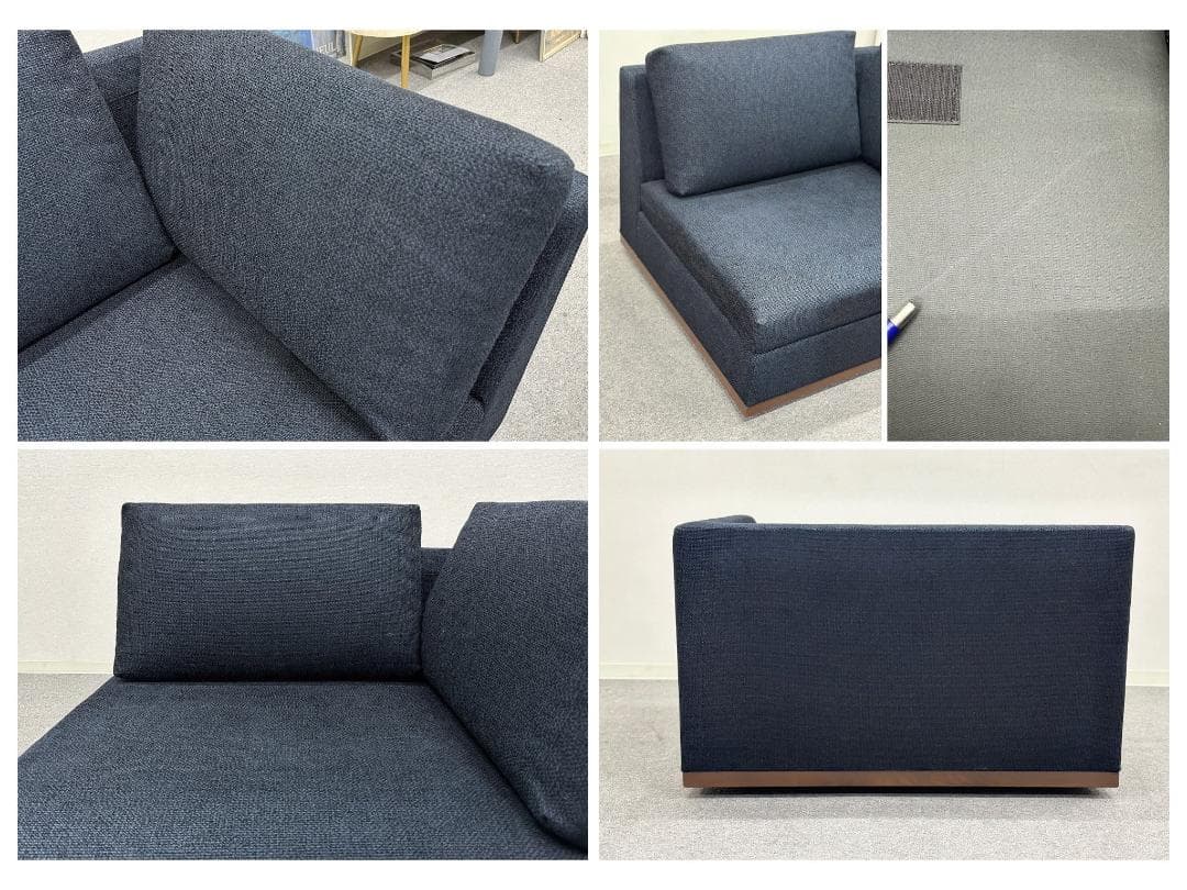 ■リッツウェル■GINA　モジュラー　3Pソファ　セパレート　ファブリック　濃紺