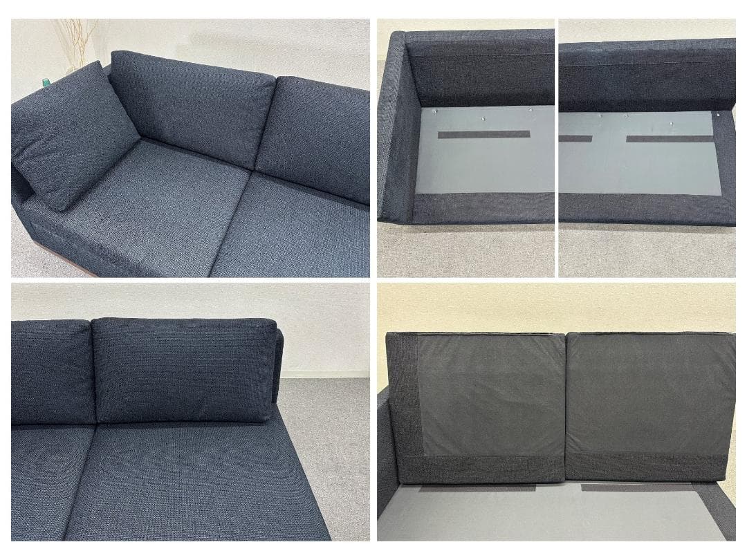 ■リッツウェル■GINA　モジュラー　3Pソファ　セパレート　ファブリック　濃紺