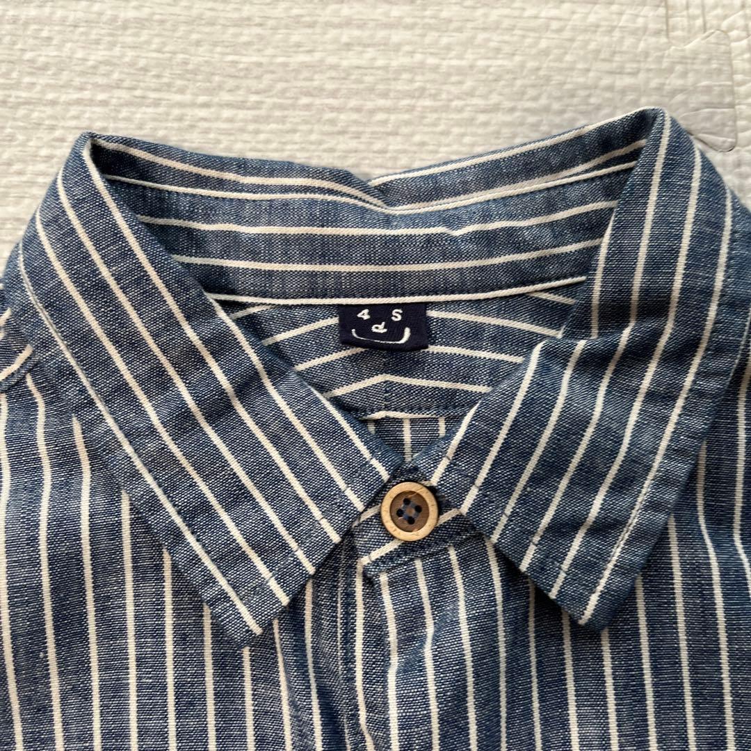 45rダンガリーストライプの908グランパプルシャツ　ユニセックス