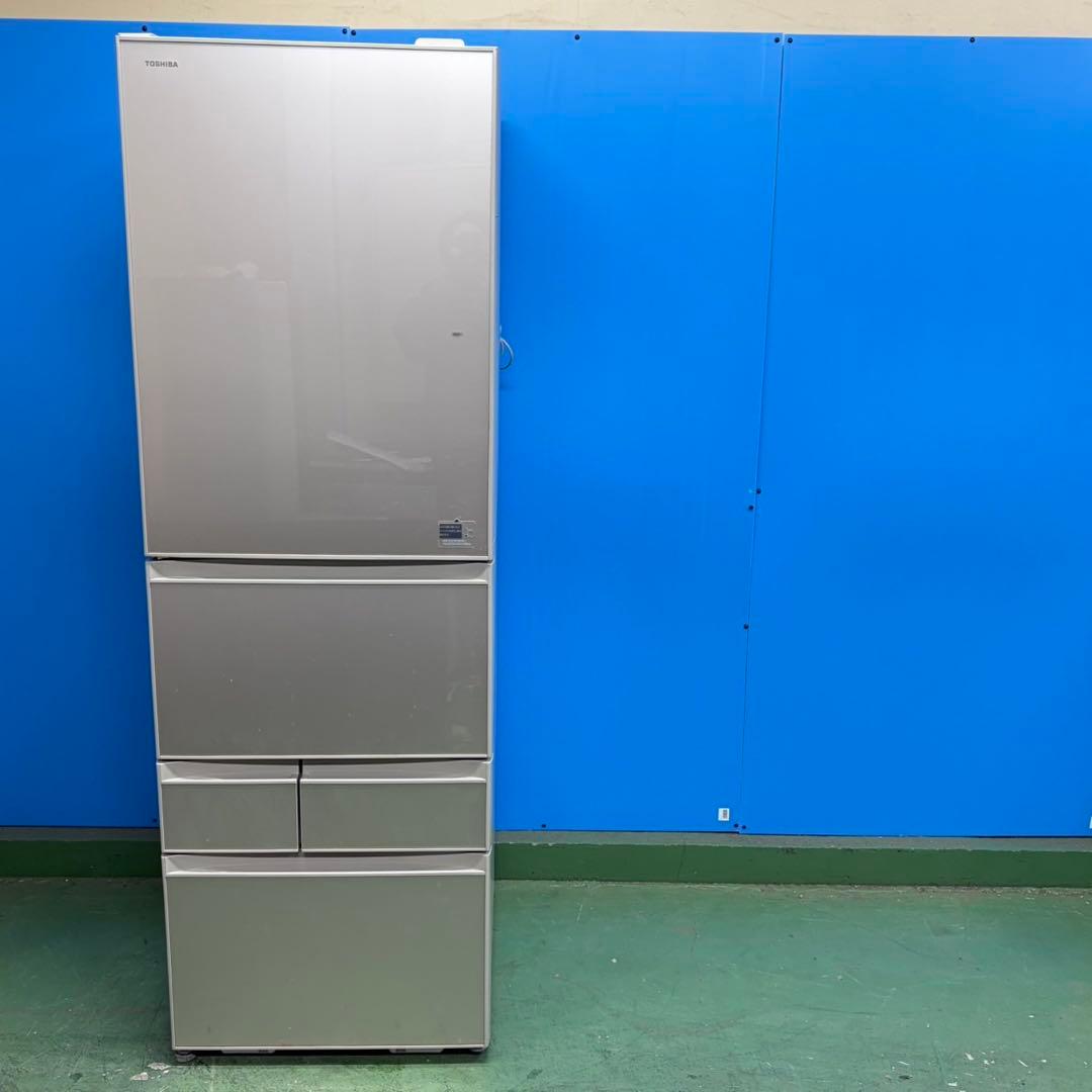 717 ガラストップ　大型冷蔵庫　400L強 極美品　自動製氷機付　5ドア　人気