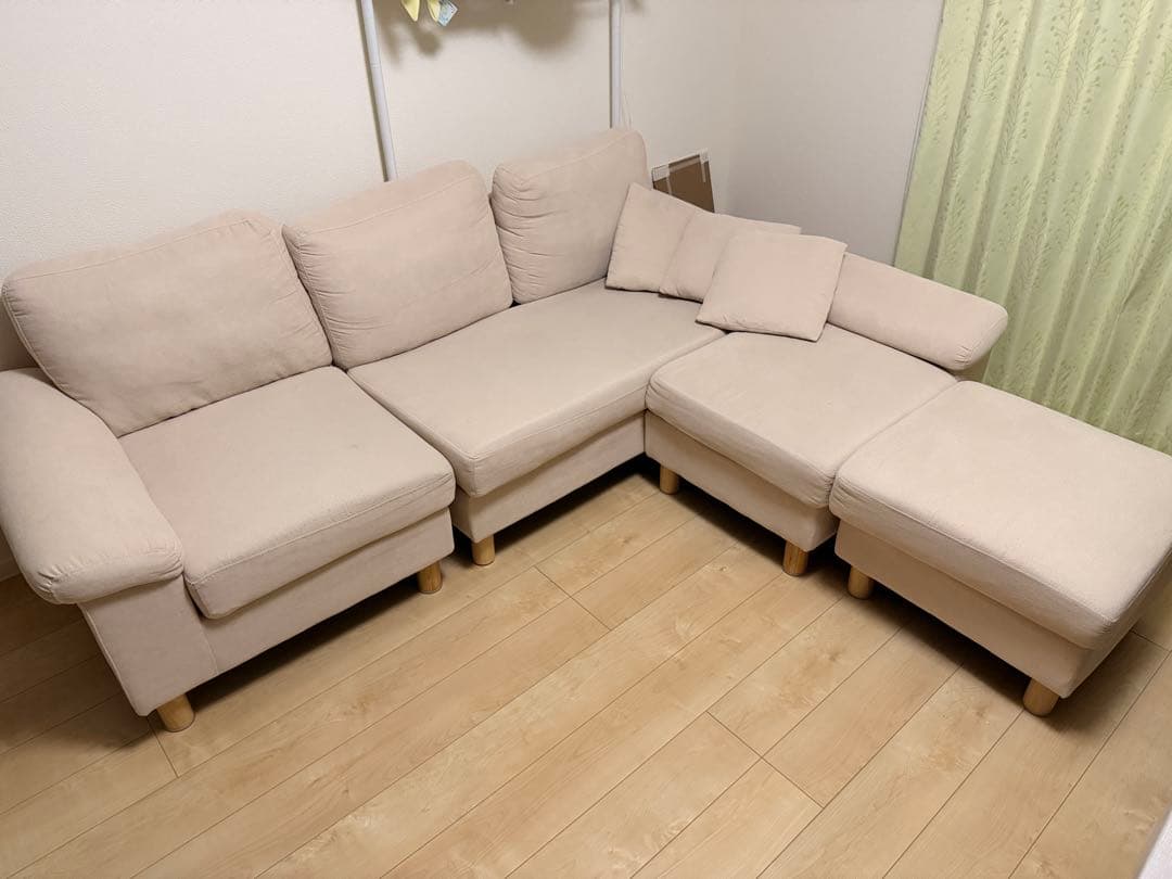 ソファー カウチソファー コーナーソファー L字型　オットマン付き 三人掛け