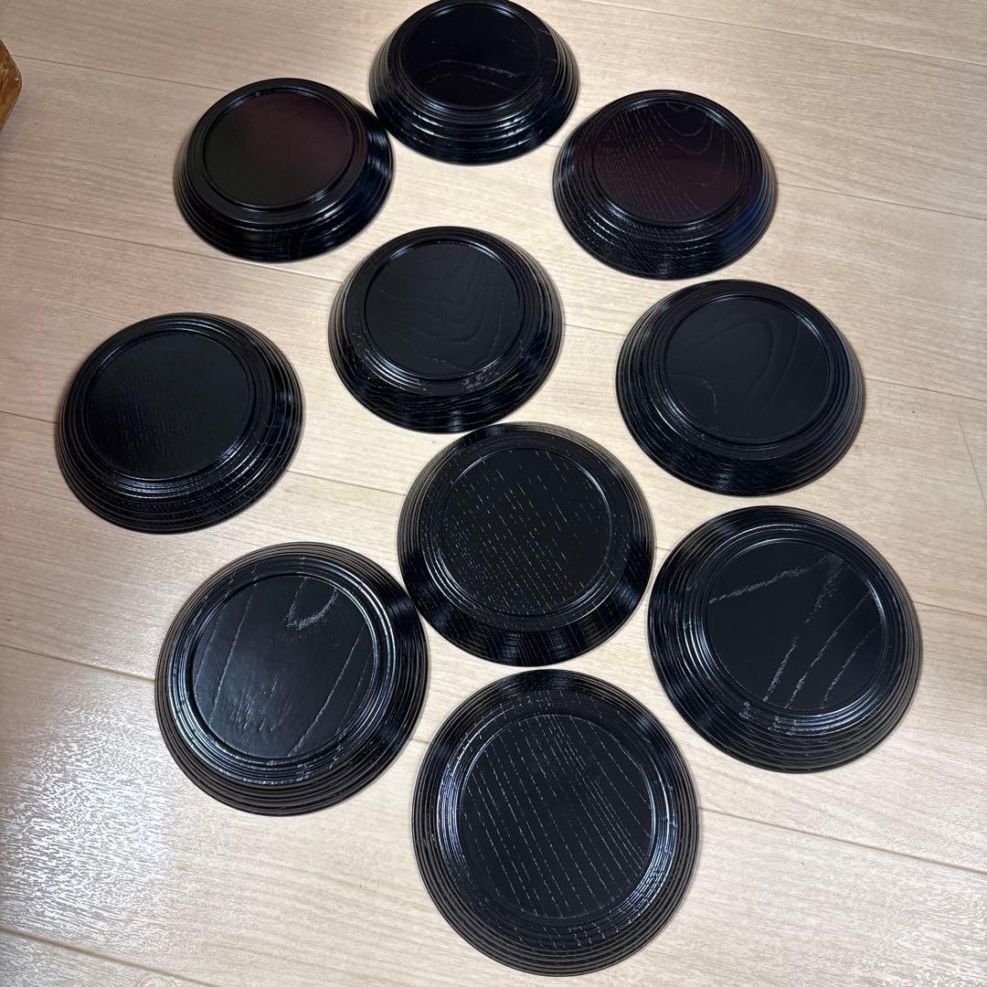 【平安表派 川瀬表完作 佐野長寛写？　 変絵 銘々皿×10客】天然木製