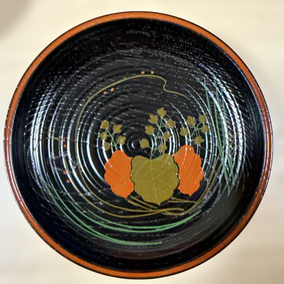 【平安表派 川瀬表完作 佐野長寛写？　 変絵 銘々皿×10客】天然木製