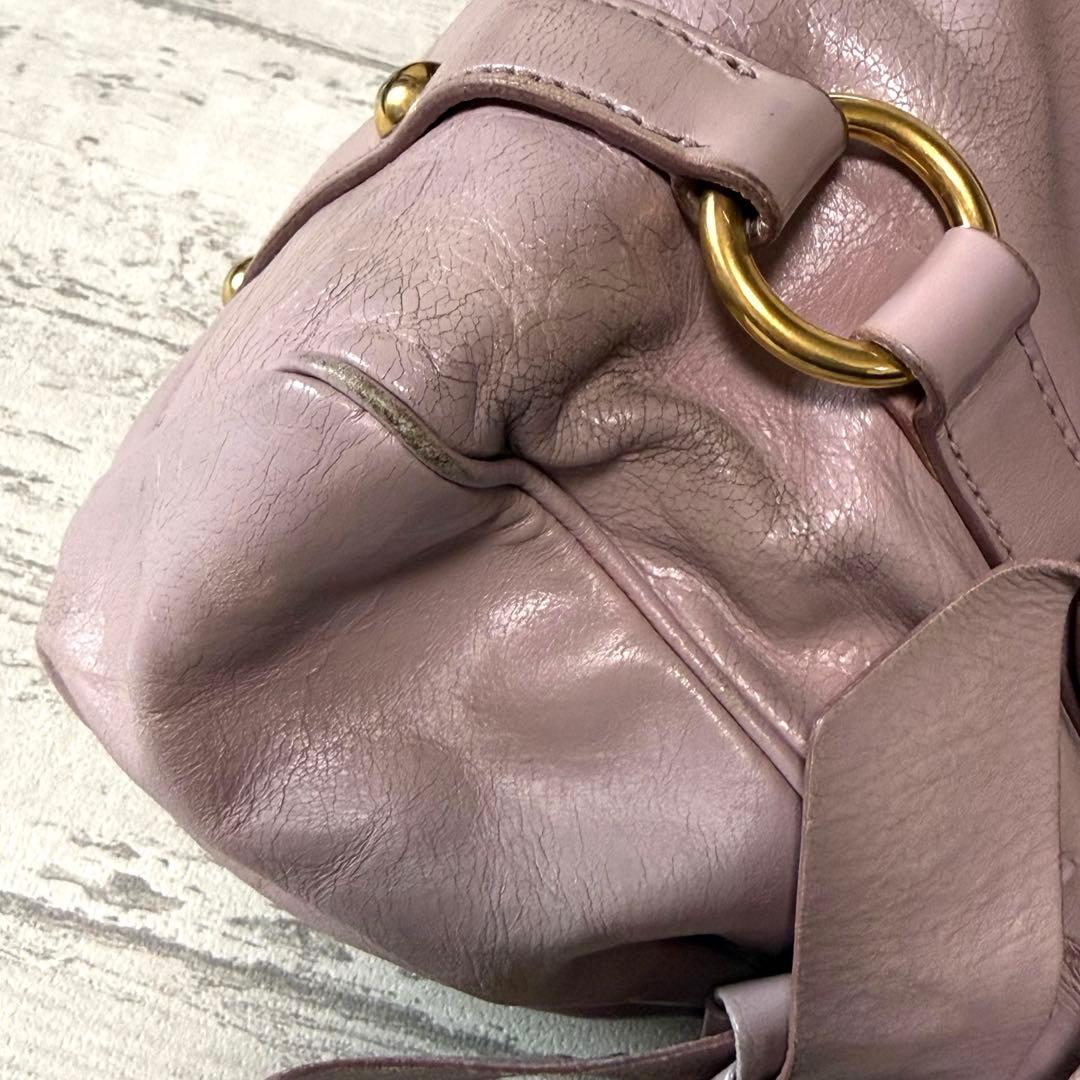 miu miu（ミュウミュウ）サイドリボン レザー 2way ショルダーバッグ♤