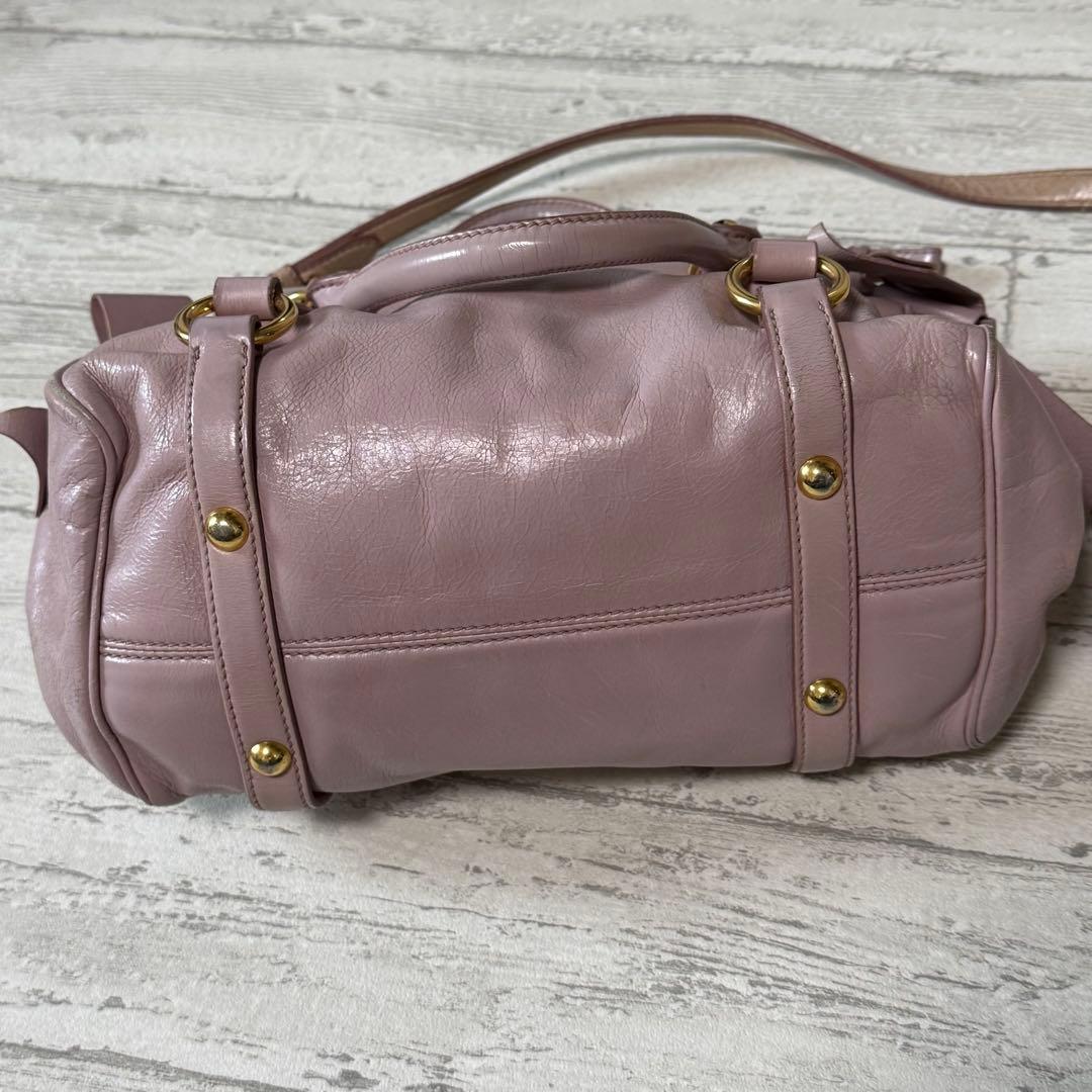 miu miu（ミュウミュウ）サイドリボン レザー 2way ショルダーバッグ♤