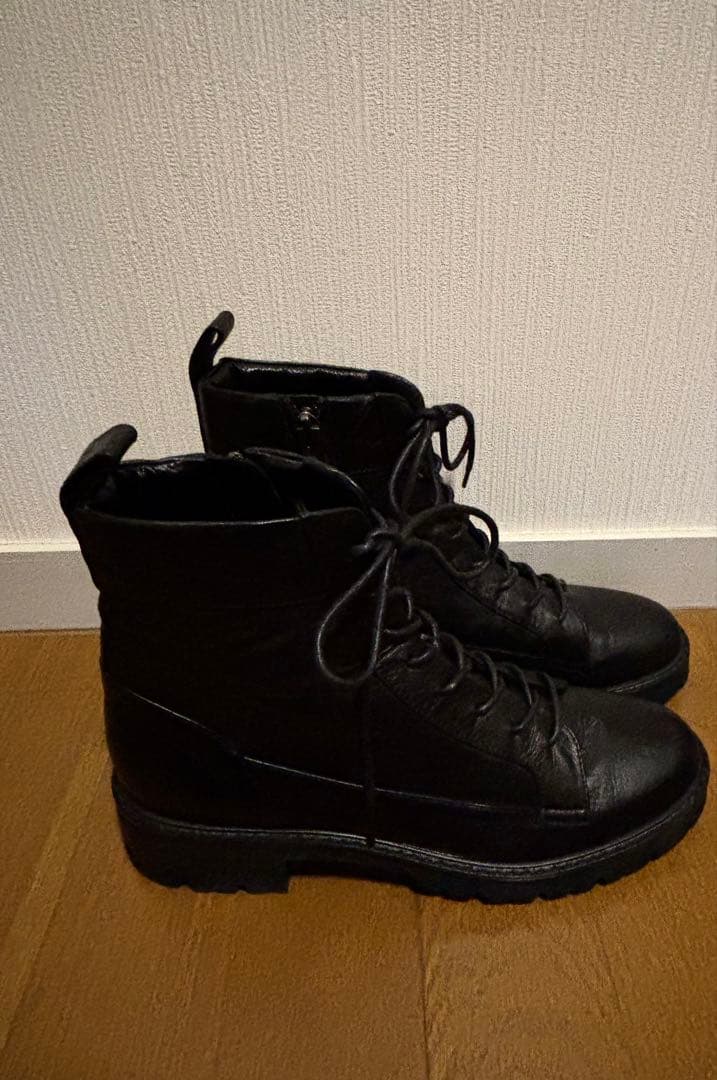 マーガレットハウエル レースアップブーツ サイドジップ 黒 24.5