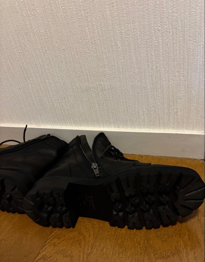 マーガレットハウエル レースアップブーツ サイドジップ 黒 24.5