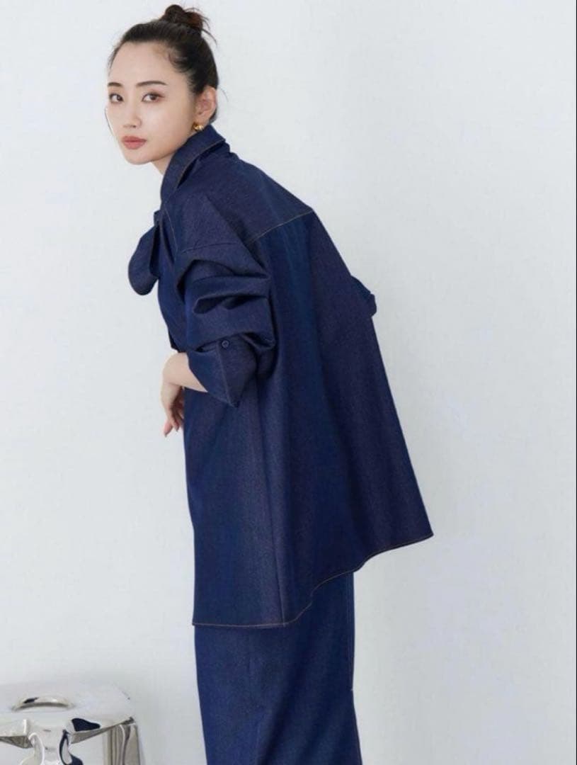 【美品】 ラグナムーン　柳橋唯コラボ　ワイドスリーブタイネック シャツ