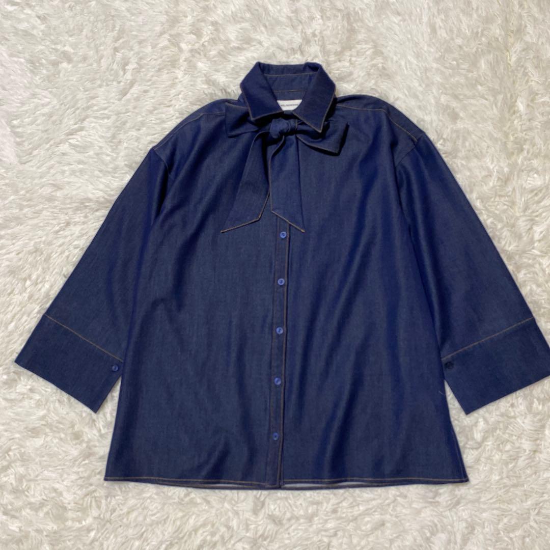【美品】 ラグナムーン　柳橋唯コラボ　ワイドスリーブタイネック シャツ