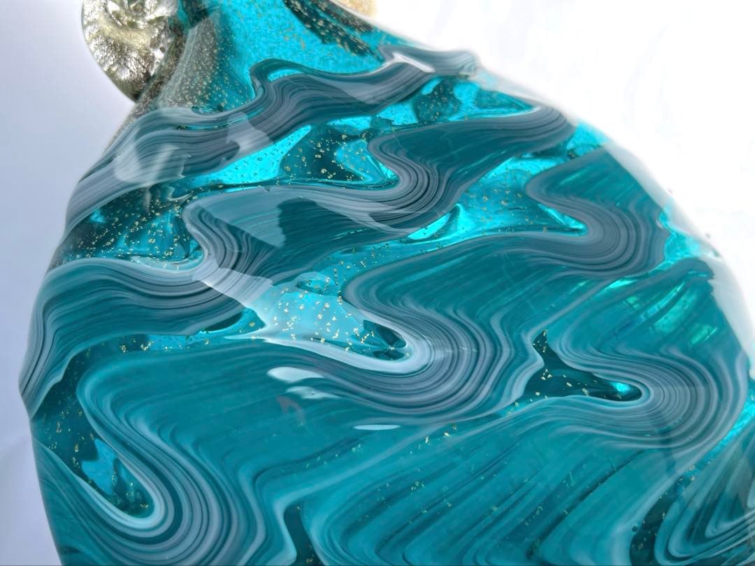 津軽びいどろ　花器　花瓶　津軽海峡　色ガラス　北洋硝子 (アデリア)