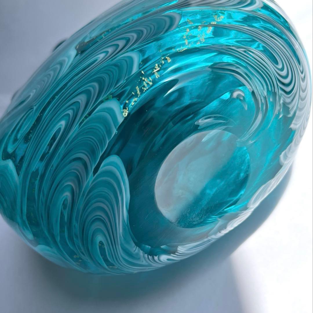 津軽びいどろ　花器　花瓶　津軽海峡　色ガラス　北洋硝子 (アデリア)