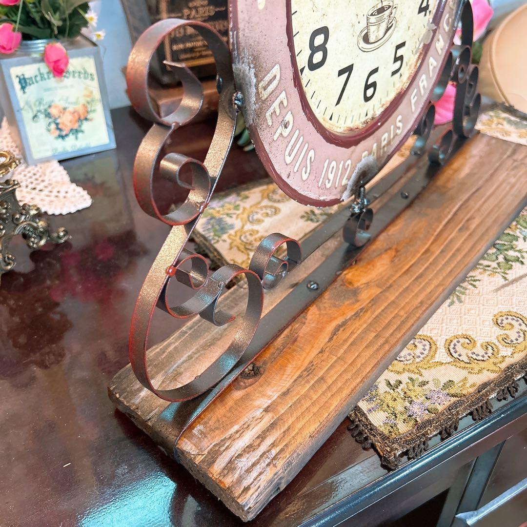 フレンチアンティークデザインの時計 カフェ 置き時計 PARIS