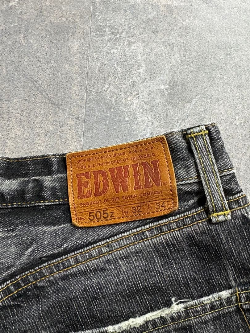 パンツ EDWIN selvage wide black denim pants W32
