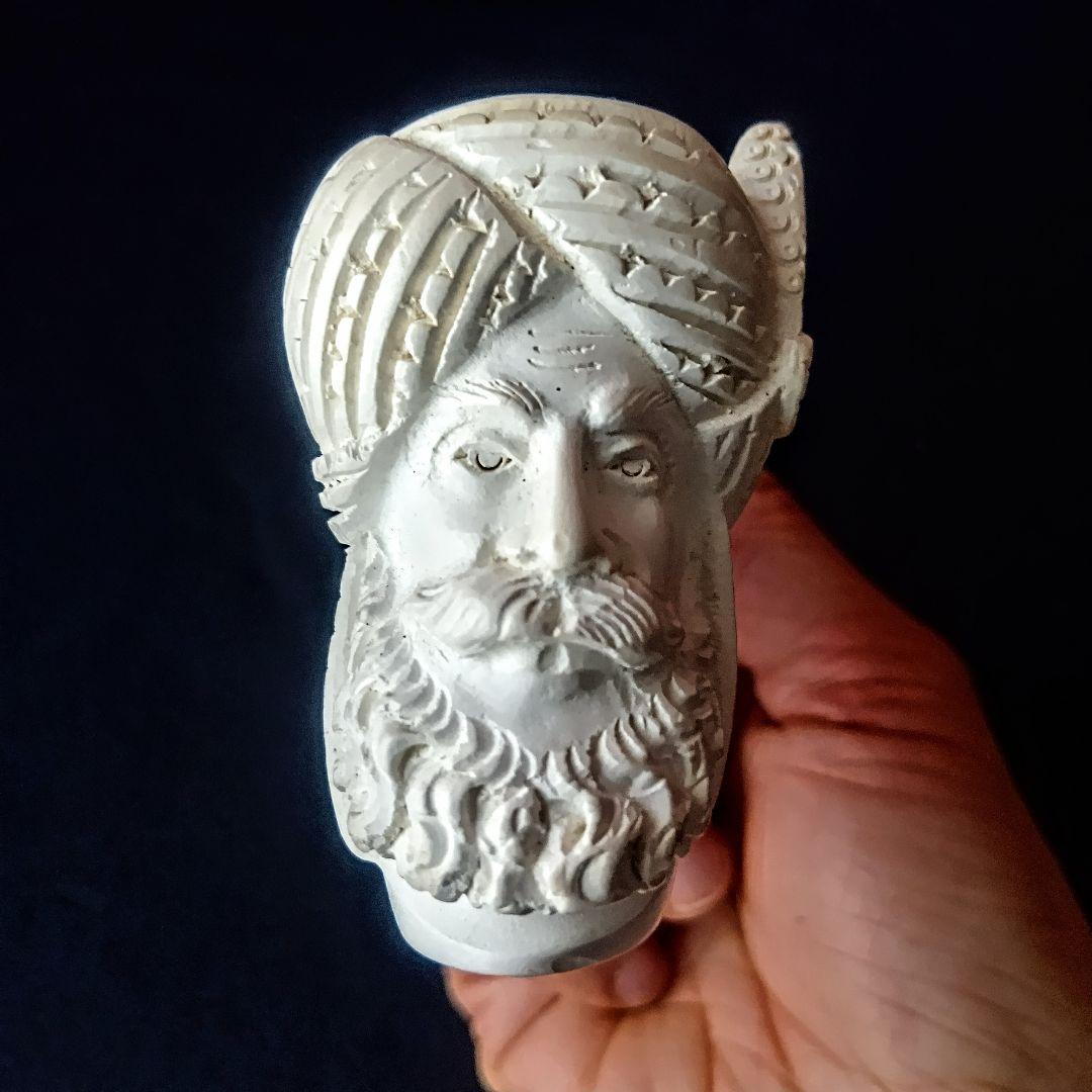 パイプの女王◆メシャムパイプ◆ヴィンテージ◆海泡石◆人面彫り◆ケース付き