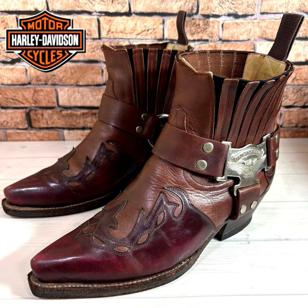 HARLEY-DAVIDSON■ウエスタンブーツ✨リング サイドゴア スチール