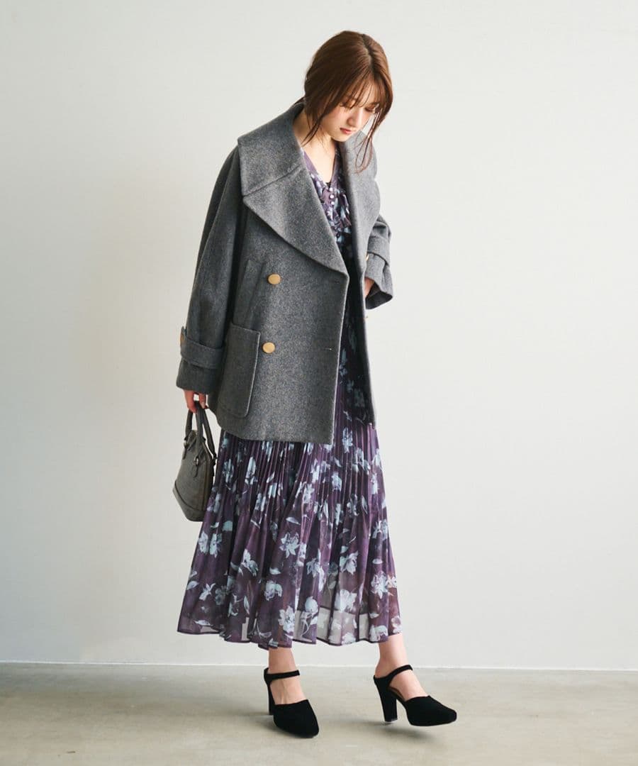 新品未使用 ココディール インペリアルモッサショートPコート グレー