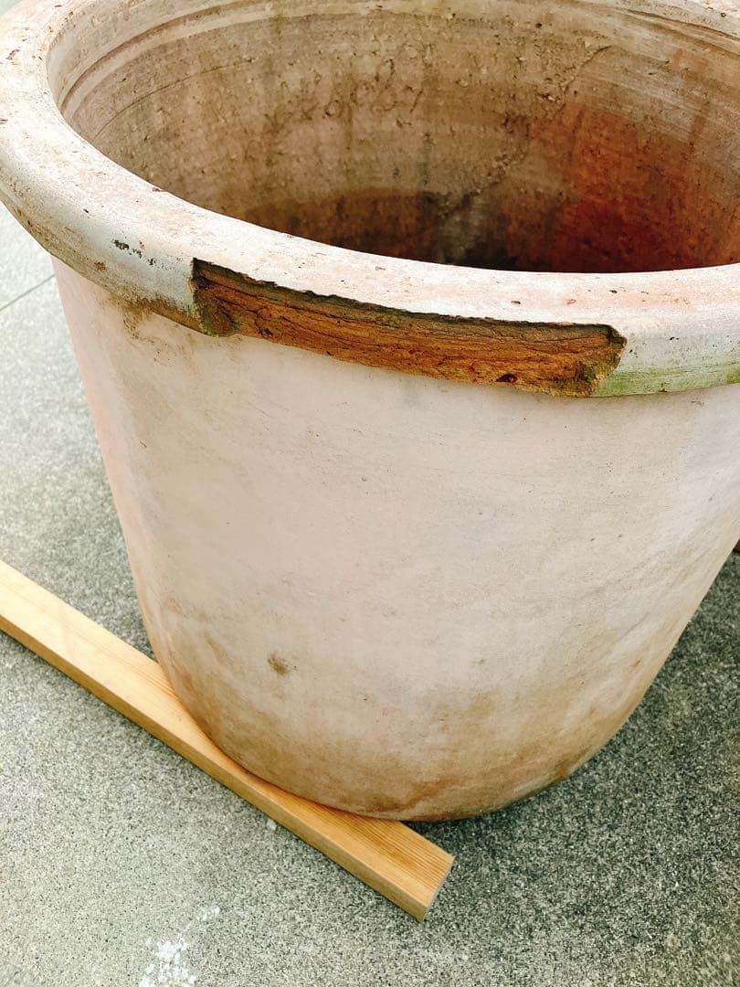 テラコッタ　アンティーク調　直径50cm 高さ45cm オリーブ柄 植木鉢 陶器