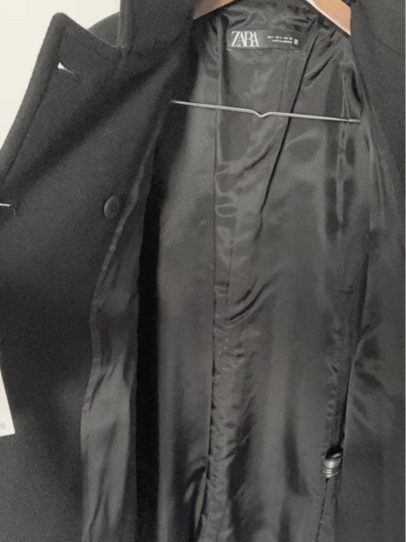 ZARA 新品 ウールダブルブレストコート ゴールドボタン L