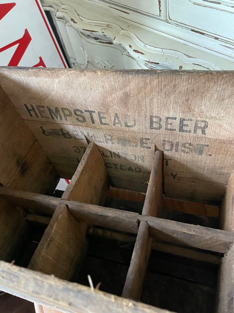 878仕切り付　木箱　ウッドボックス　箱　アメリカ　ボトルホルダー　レア