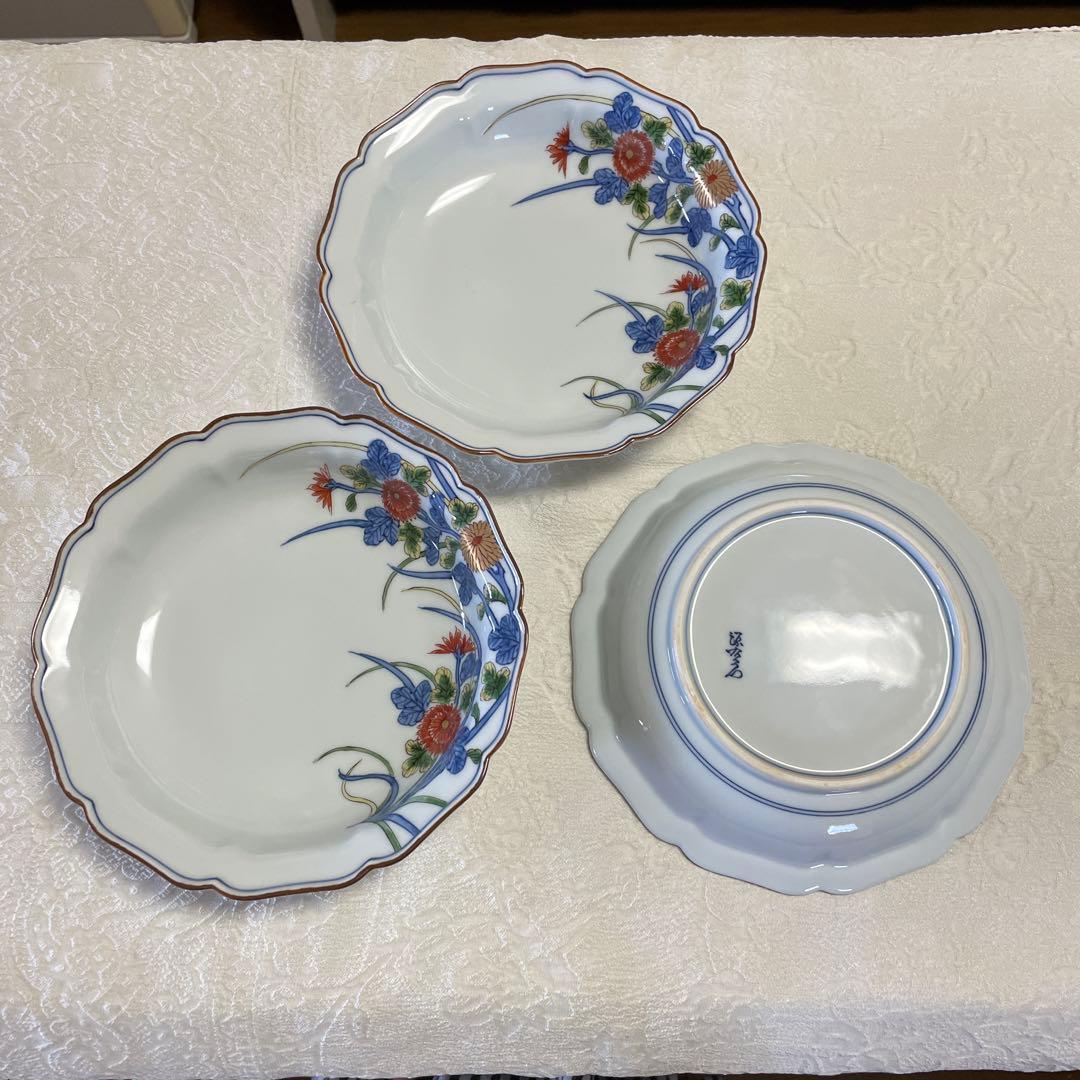 源右衛門窯　古伊万里風菊江　高台小鉢揃　3枚