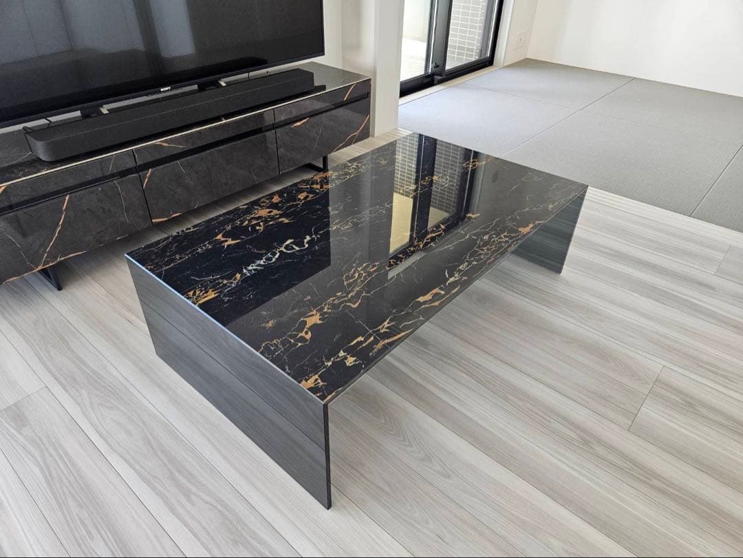 カリガリス　テーブル　ブラックマーブル　ローテーブル　美品　人気カラー