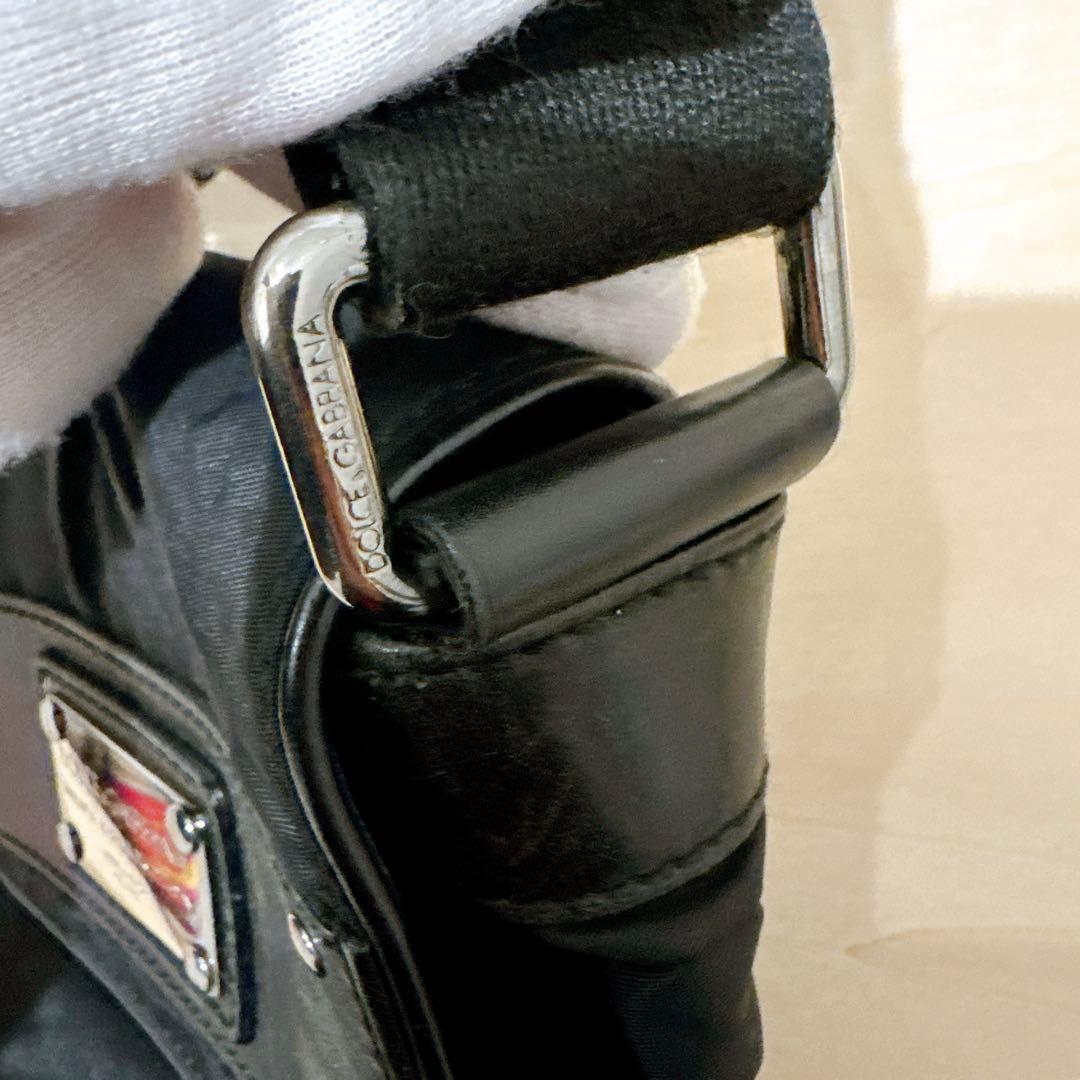 DOLCE&GABBANA ドルガバ ミニショルダーバッグ ナイロン レザー 黒