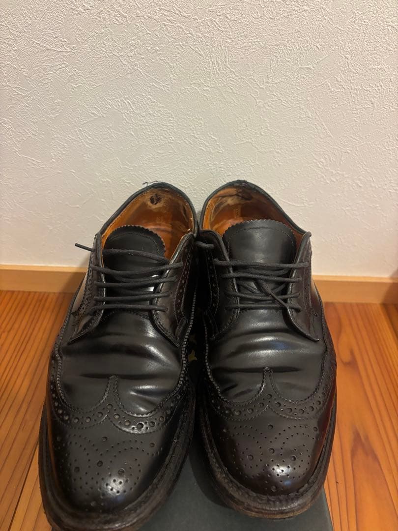 Alden ブラックウィングチップレザーシューズ