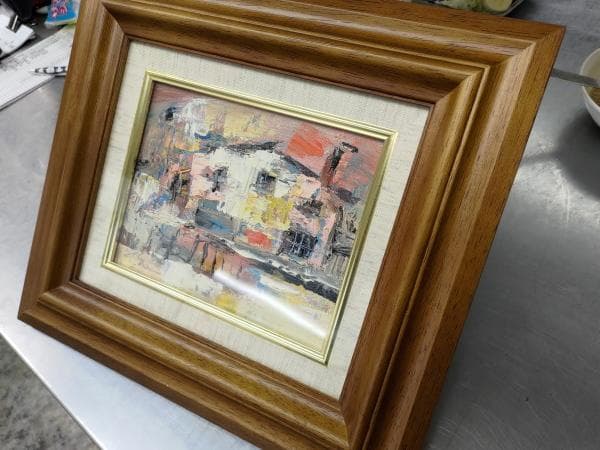 津島俊介の油絵と額のセットです。　ディスプレイにいかがですか！