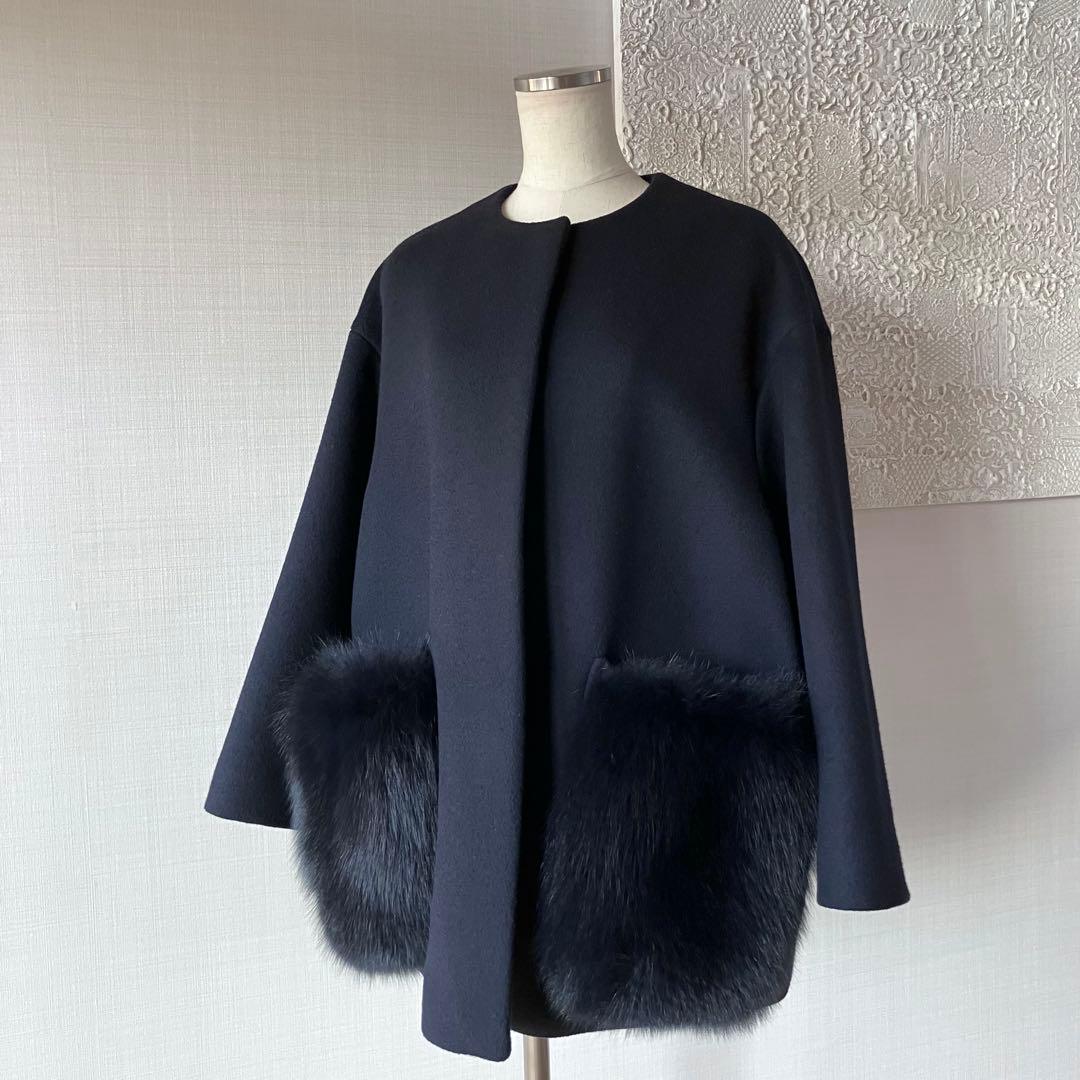 美品☆定価16.5万UNITED ARROWSファーポケット コート 36