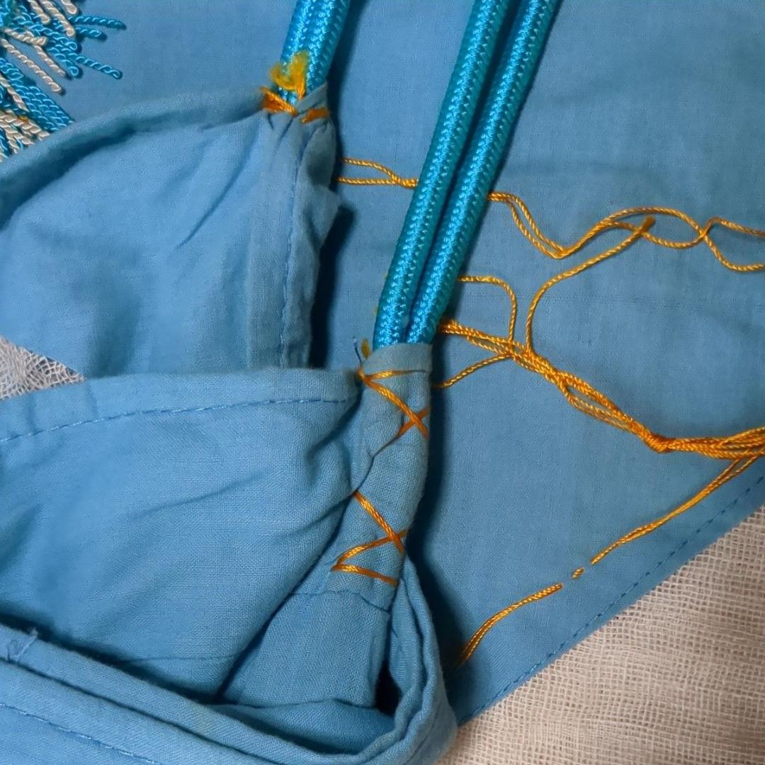 月印 本麻の蚊帳 4.5畳用 白×藍色グラデーション 未使用品 ヴィンテージ品